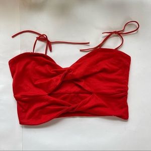 Urban Outfitters Red Twisted Front Diamond Cutout Crop Top